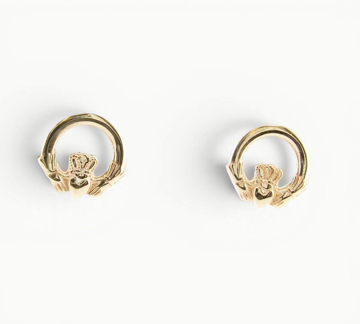9ct yellow gold Celtic Irish Claddagh stud earrings for ladies