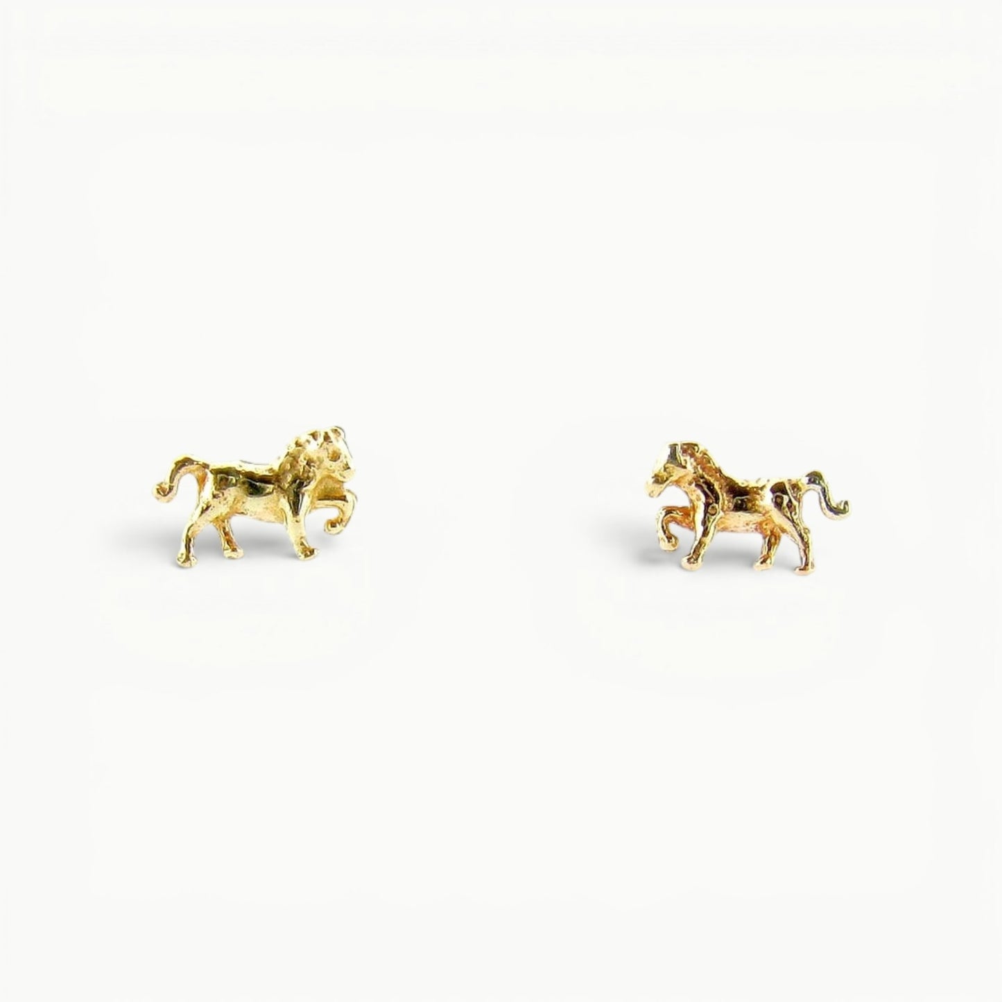 9ct yellow gold prancing pony horse stud earrings 