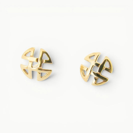 9ct yellow gold Celtic shield stud earrings for women 