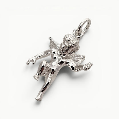 Sterling silver cherub charm pendant. 