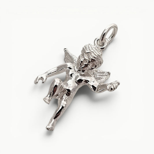Sterling silver cherub charm pendant. 
