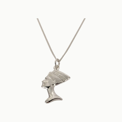 Ancient Egyptian Queen Nefertiti Bust Pendant Sterling Silver
