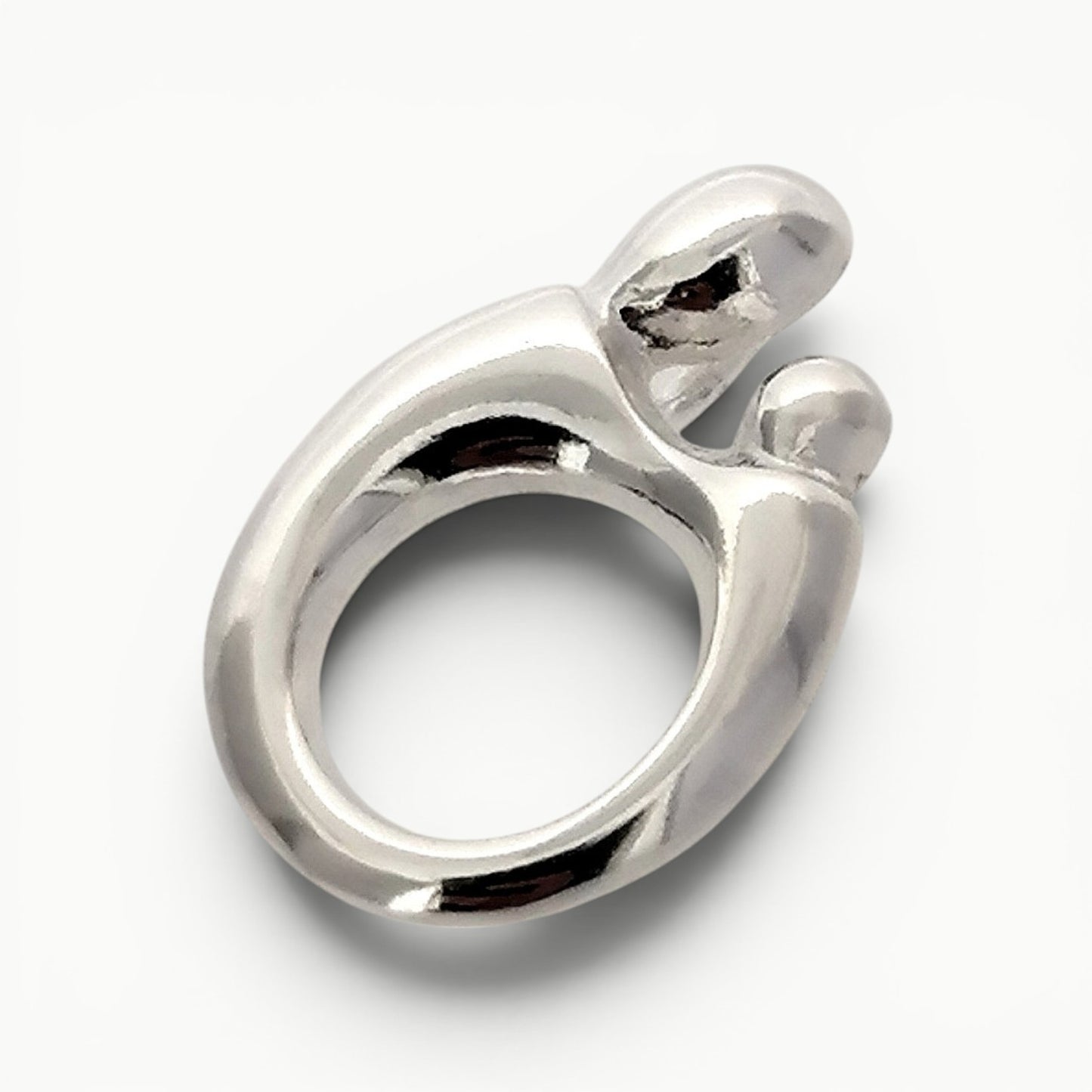 Sterling Silver Mother and Child oval charm pendant. 