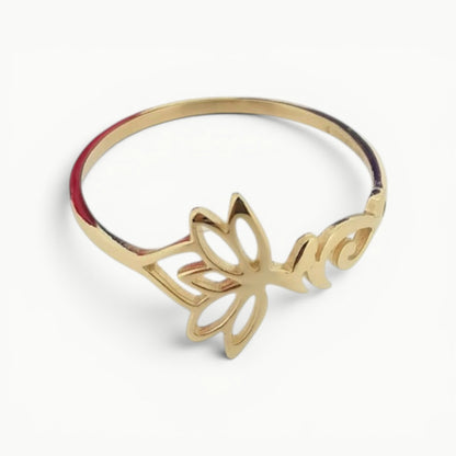Lotus Flower Ring 9ct Yellow Gold
