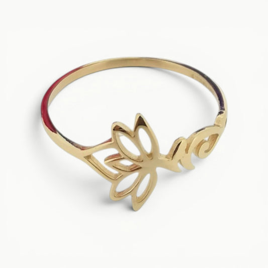 Lotus Flower Ring 9ct Yellow Gold