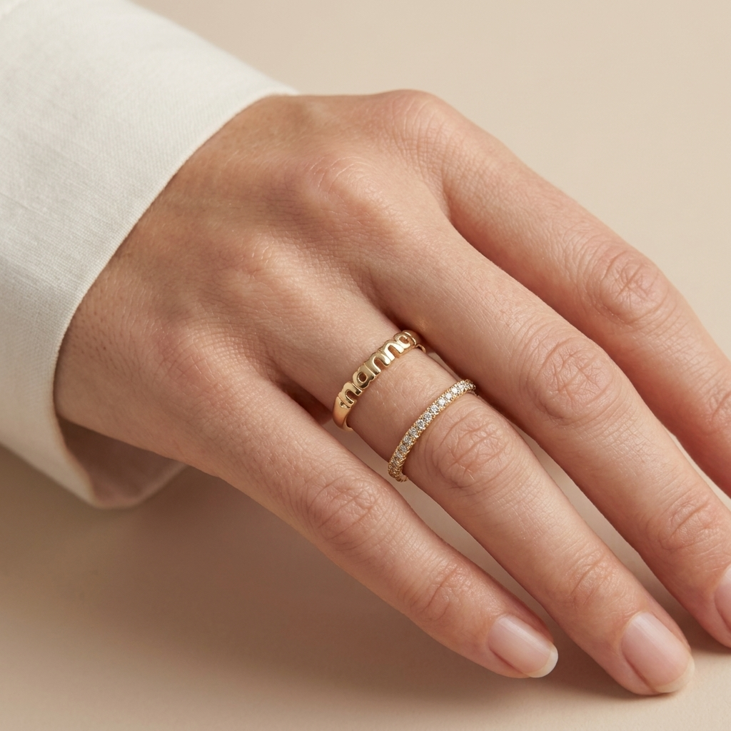 Nanna Band with Hearts Ring 9ct Yellow Gold