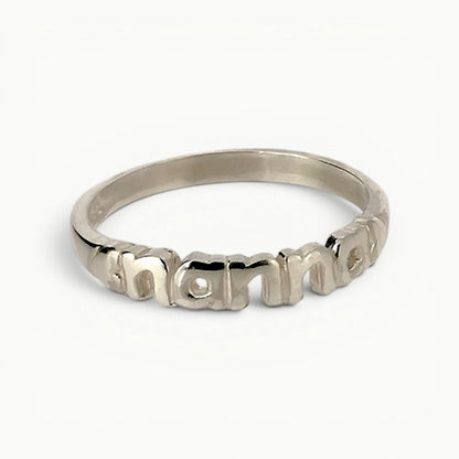 Sterling silver nanna word band ring with featured hearts 