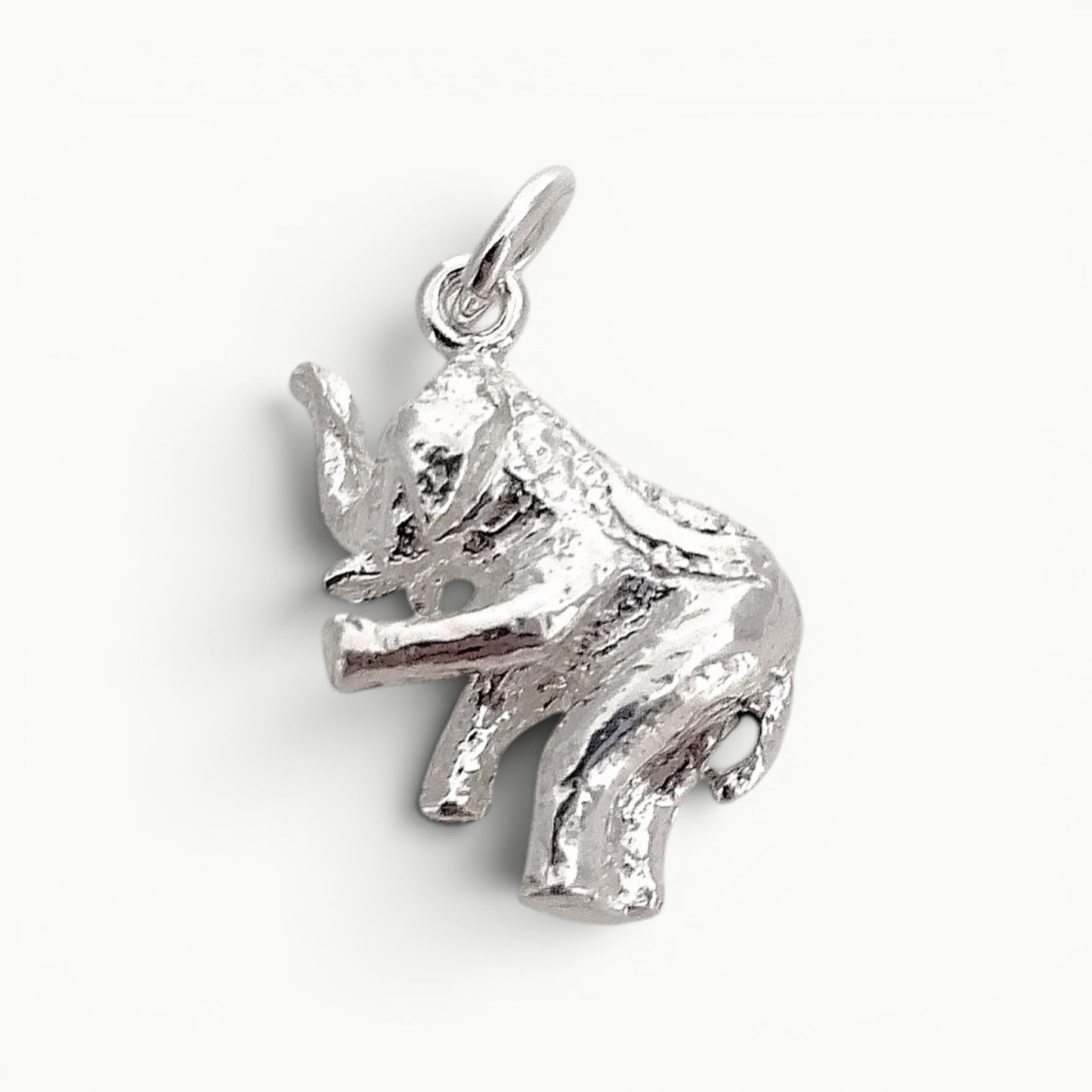 Sterling Silver elephant charm pendant reverse view 