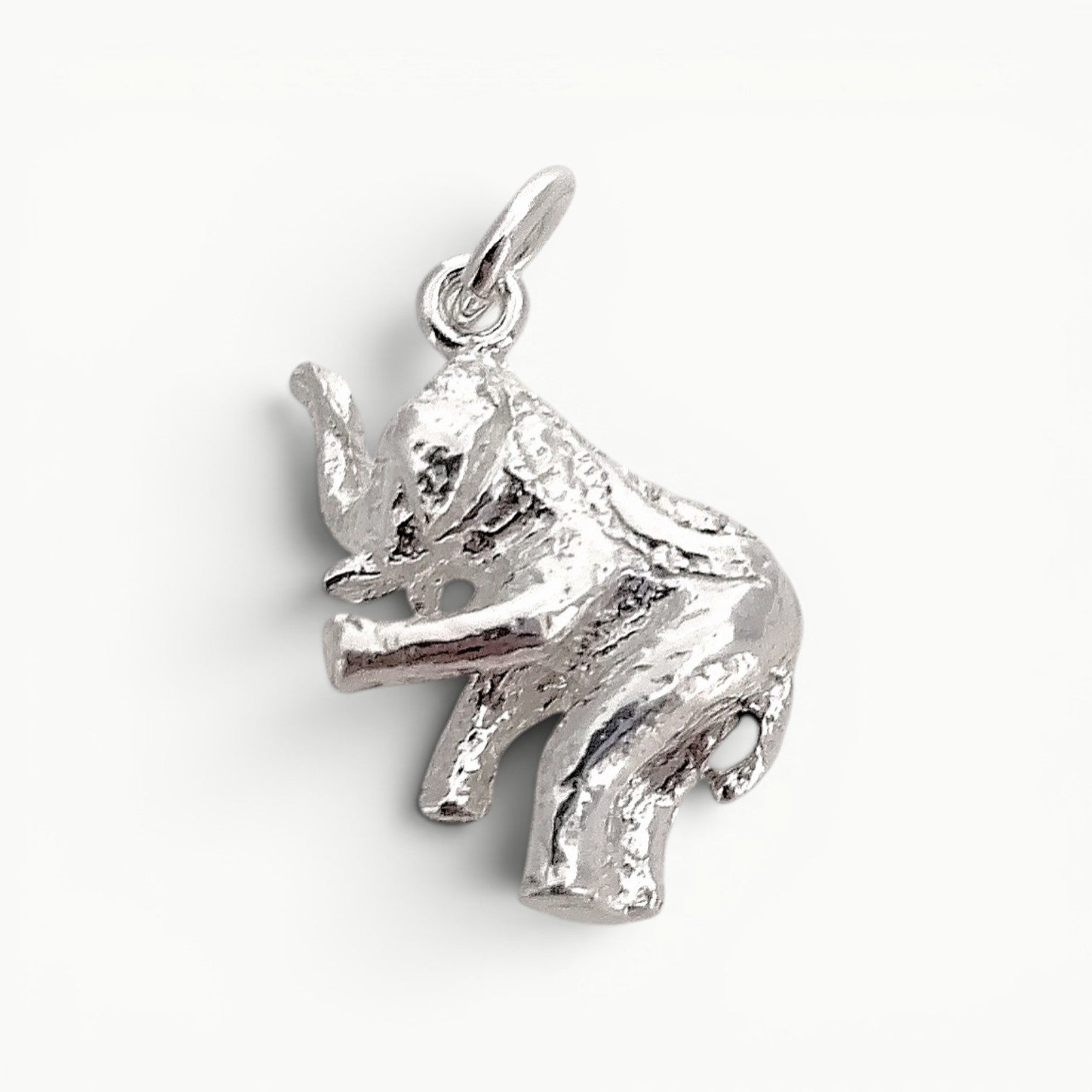 Sterling Silver elephant charm pendant reverse view 