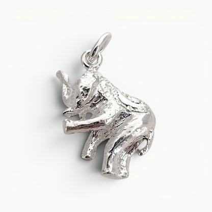 Sterling Silver elephant charm pendant reverse view 