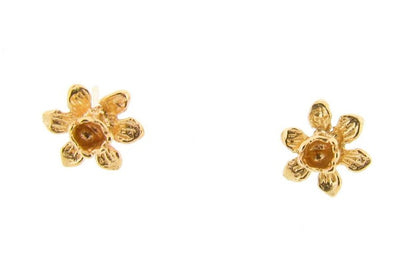 14ct yellow gold plated daffodil flower stud earrings