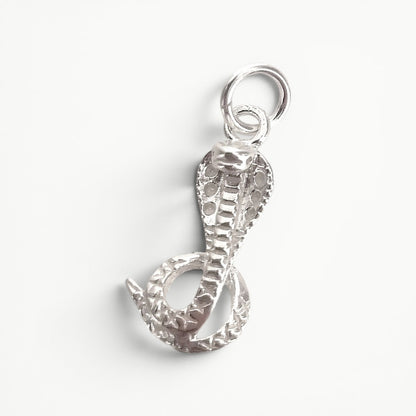 Sterling silver cobra charm pendant