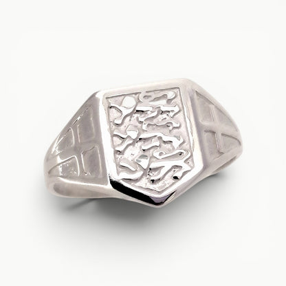 Three Lions England Ring Sterling Silver