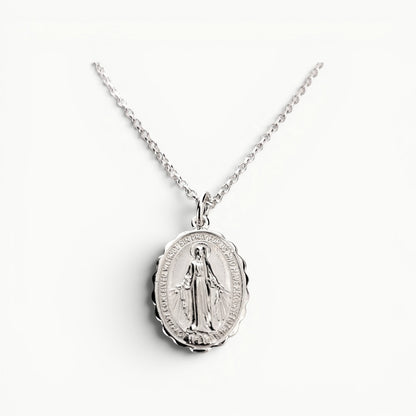 Miraculous Mary Medal Pendant Sterling Silver