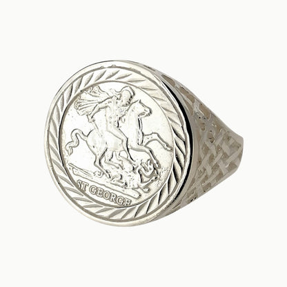 Saint George Sovereign Coin Ring Sterling Silver