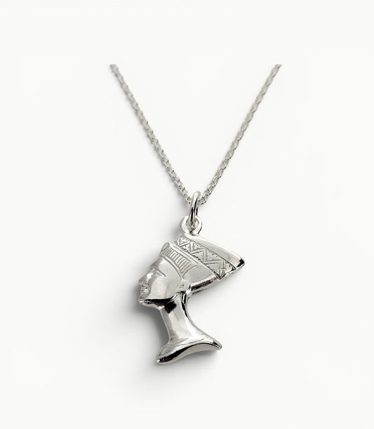 Ancient Egyptian Queen Nefertiti Bust Pendant Sterling Silver