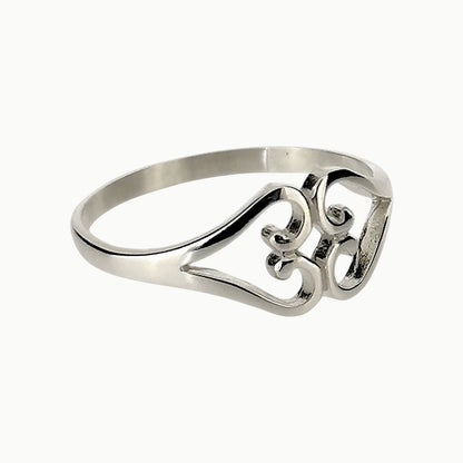 Kissing Hearts Promise Ring Sterling Silver