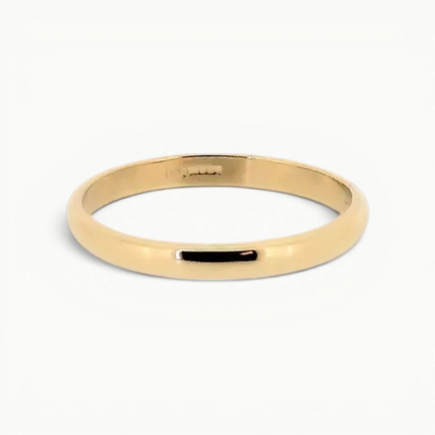 9ct yellow gold slim band wedding ring 3mm wide D shape for ladies and men