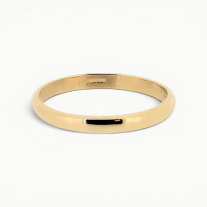 9ct yellow gold slim band wedding ring 3mm wide D shape for ladies and men