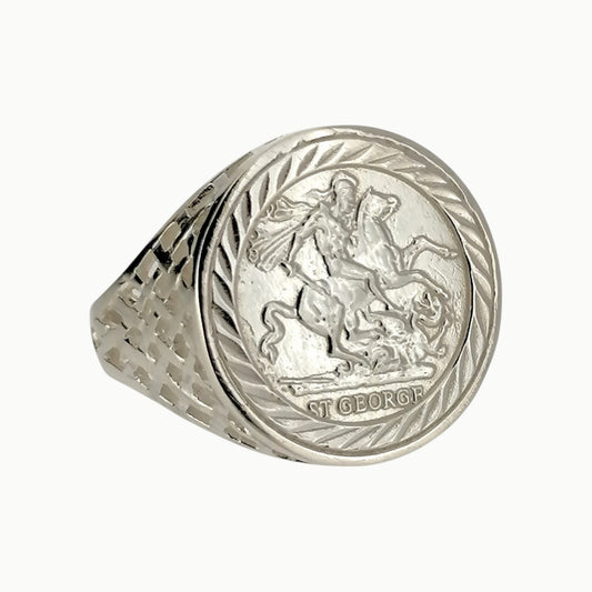 Saint George Sovereign Coin Ring Sterling Silver