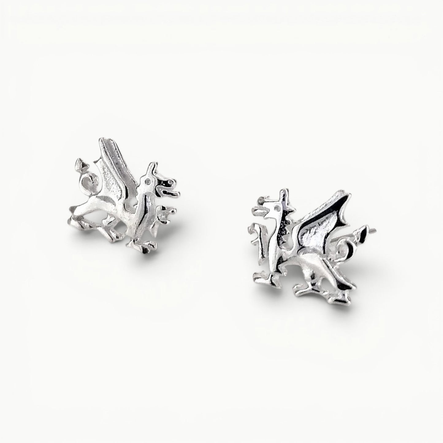 Sterling silver Welsh dragon stud earrings. Symbol of welsh heritage. 