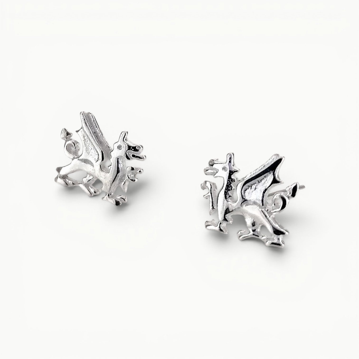 Sterling silver Welsh dragon stud earrings. Symbol of welsh heritage. 