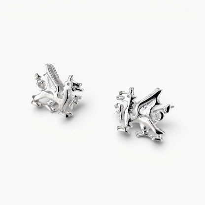 Sterling silver Welsh dragon stud earrings. Symbol of welsh heritage. 