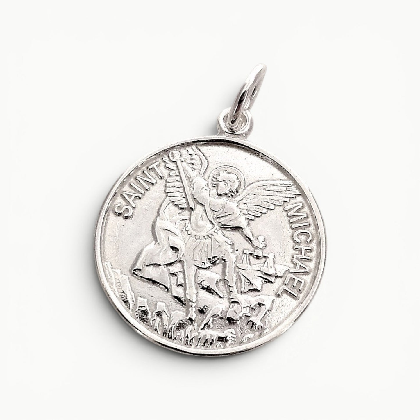 Archangel Saint Michael Medal Pendant Sterling Silver