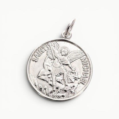 Archangel Saint Michael Medal Pendant Sterling Silver