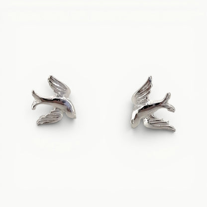 Sterling silver swallow stud earrings. 