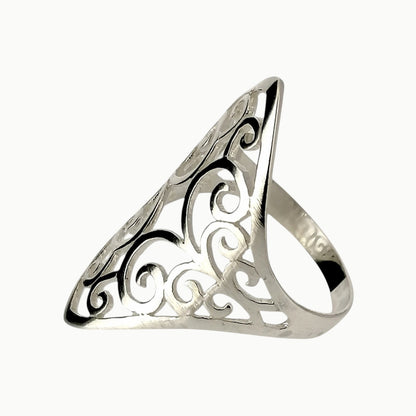 Filigree Design Dress Ring Sterling Silver