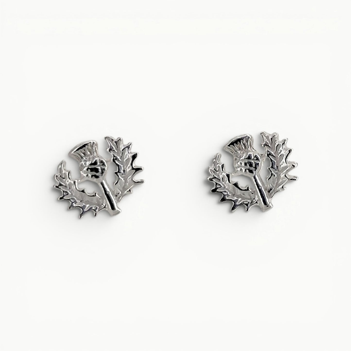 Sterling silver Scottish thistle stud earrings. Symbol of Scottish heritage. 