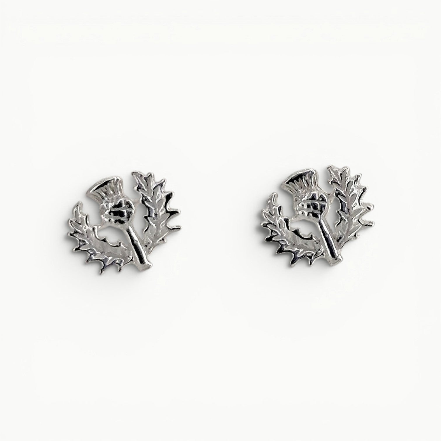 Sterling silver Scottish thistle stud earrings. Symbol of Scottish heritage. 