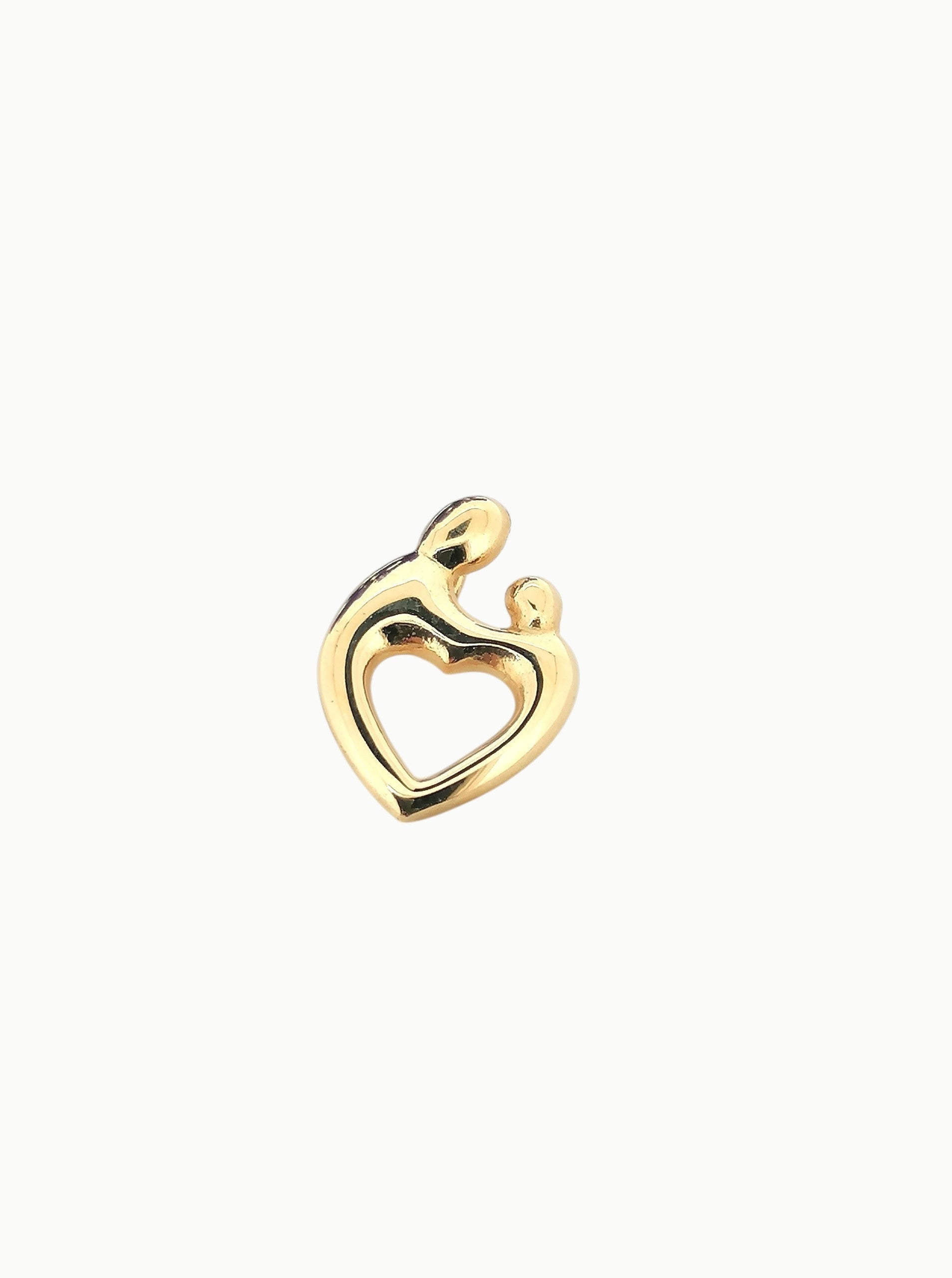 9ct yellow gold mother and child heart shape charm pendant