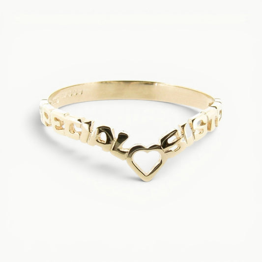 Special Sister Wishbone Ring 9ct Yellow Gold