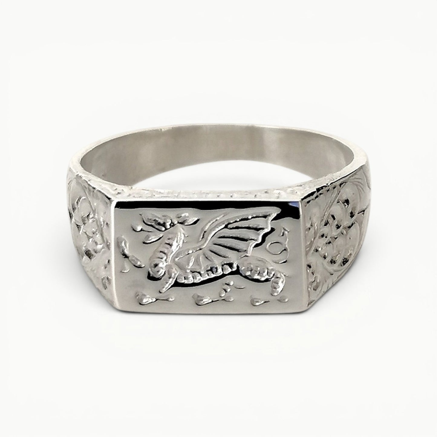 Welsh Dragon Signet Ring Sterling Silver