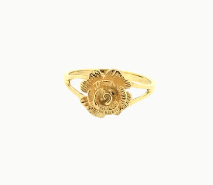 9ct Yellow Gold English rose flower ring