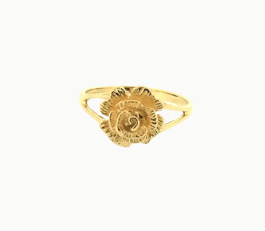 9ct Yellow Gold English rose flower ring