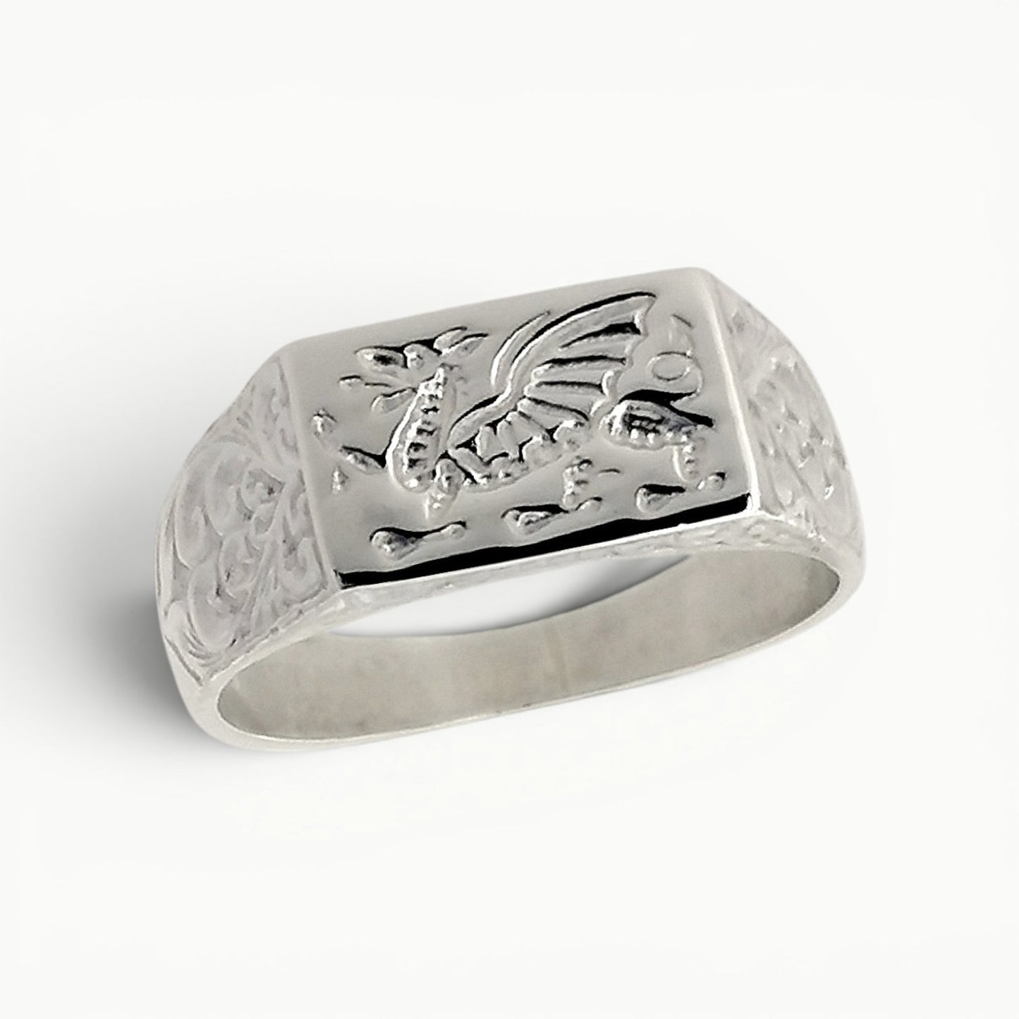 Welsh Dragon Signet Ring Sterling Silver