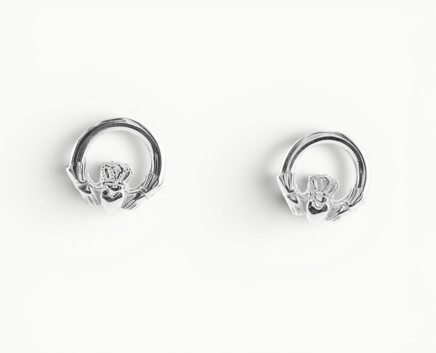 Sterling silver Celtic Irish Claddagh stud earrings 