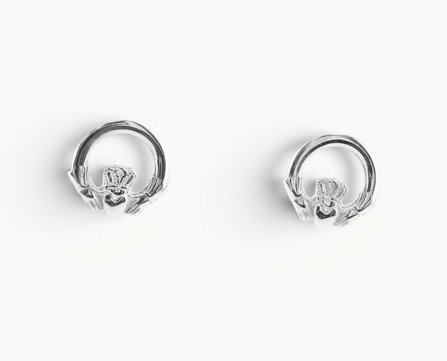 Sterling silver Celtic Irish Claddagh stud earrings 