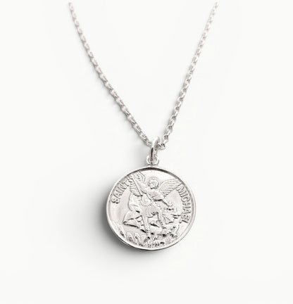 Archangel Saint Michael Medal Pendant Sterling Silver