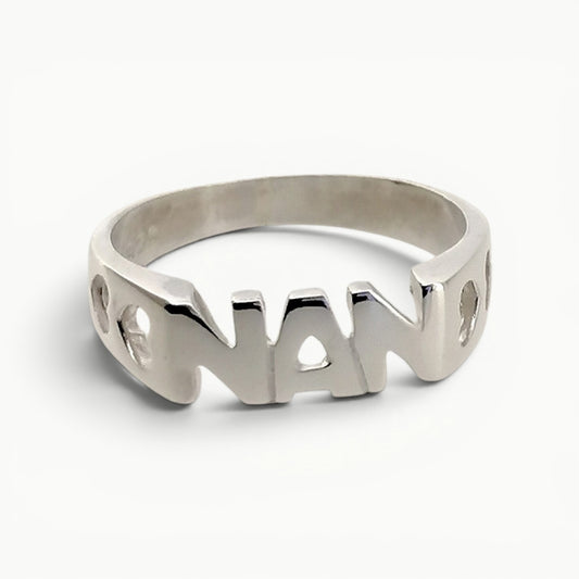 Nan Signet Ring with Love Hearts Sterling Silver