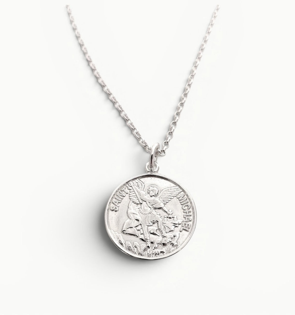 Archangel Saint Michael Medal Pendant Sterling Silver
