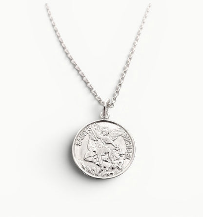 Archangel Saint Michael Medal Pendant Sterling Silver