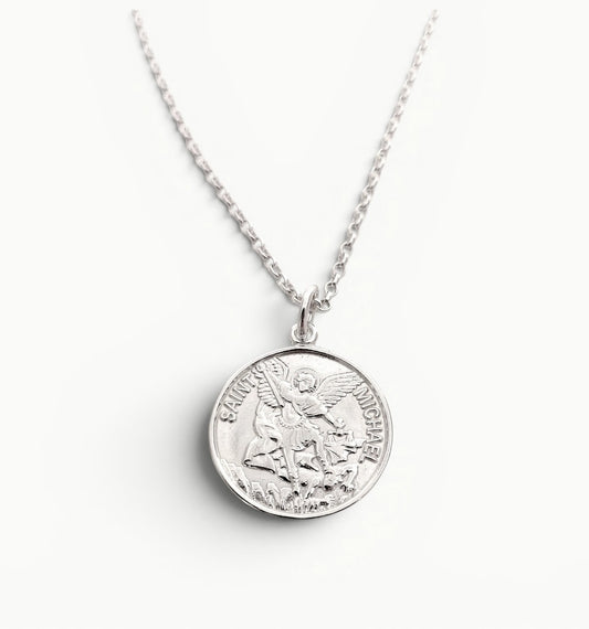 Archangel Saint Michael Medal Pendant Sterling Silver