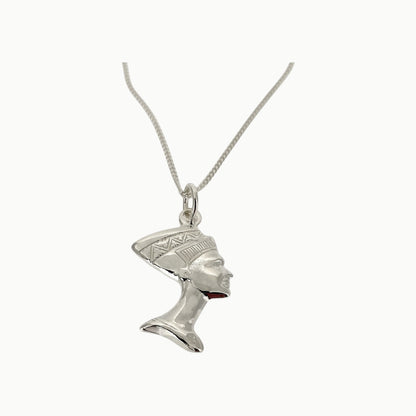 Ancient Egyptian Queen Nefertiti Bust Pendant Sterling Silver