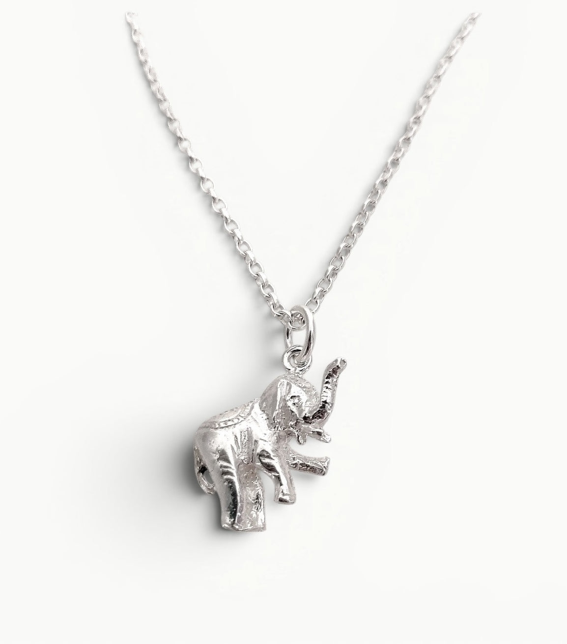 Sterling Silver elephant pendant on a 22" 1.7mm wide sterling silver belcher link chain 