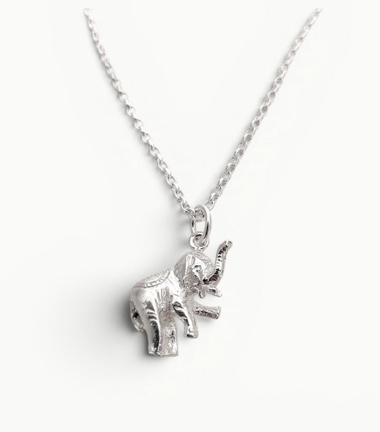 Sterling Silver elephant pendant on a 22" 1.7mm wide sterling silver belcher link chain 