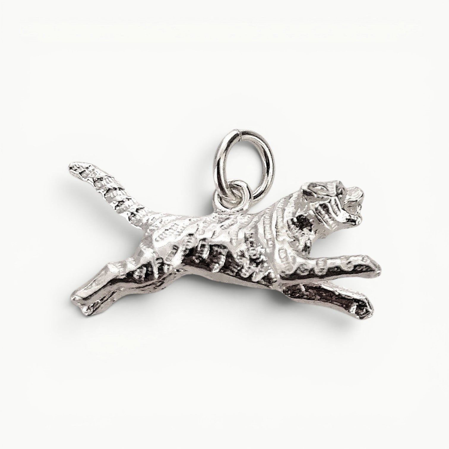 Sterling silver tiger charm pendant. Symbol of courage.